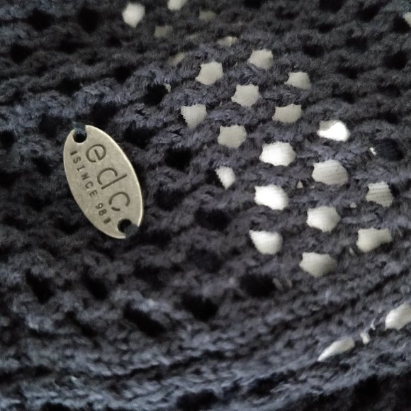 ✨ESPRIT Navy Blue Layered Knit Sweater Sz XS - Picture 3 of 5